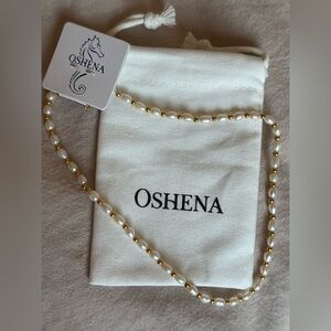 NWT Oshena Pearl & Gold Bead Necklace